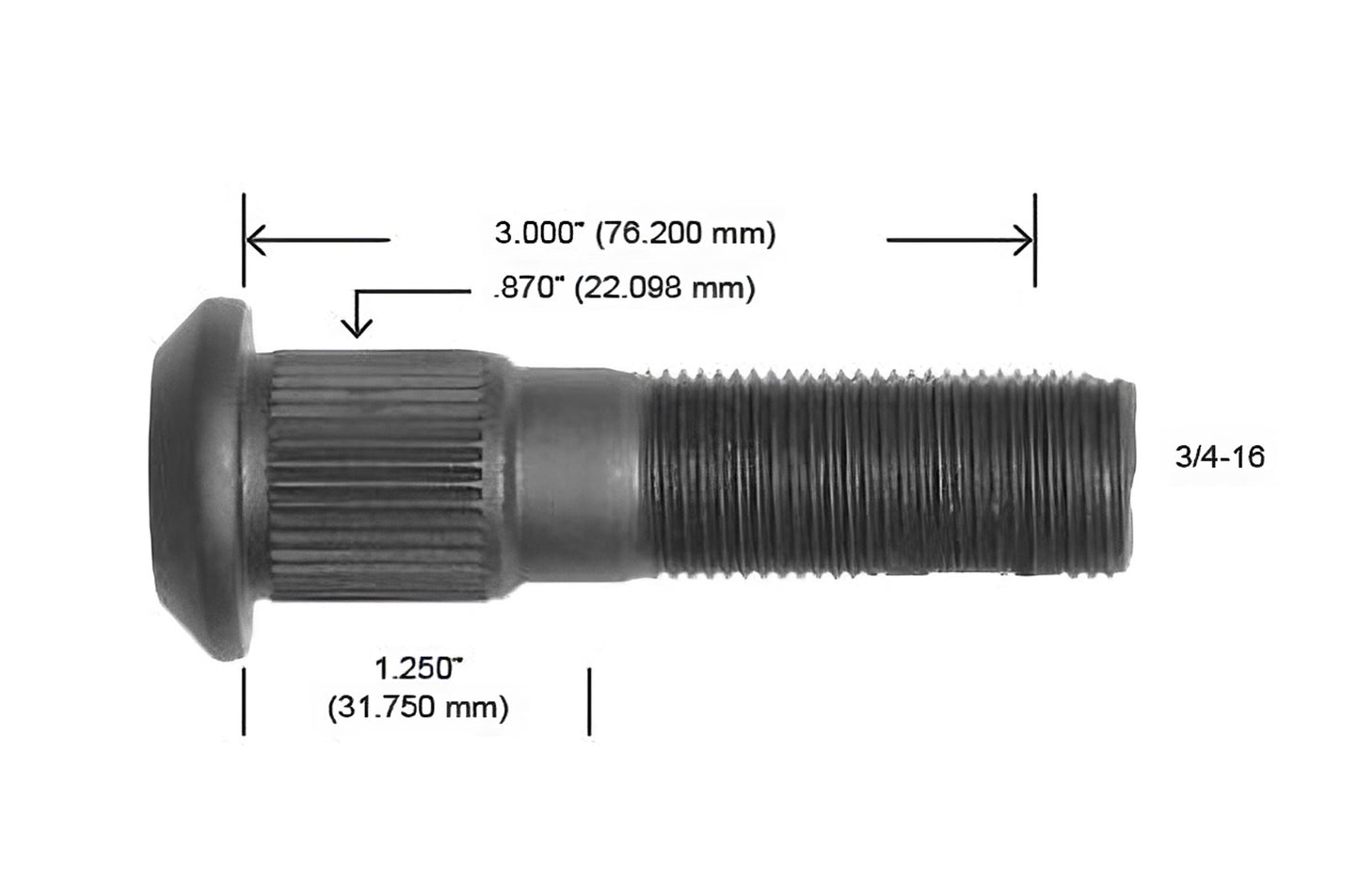 1026A-R BIRLO 3/4-16 X 3.031 SPUCNER (H29014)