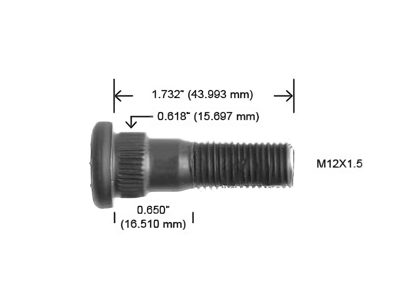 2168-R BIRLO M12 X 1.5 X 44MM VOYAGER TOWN COUNTRY (H